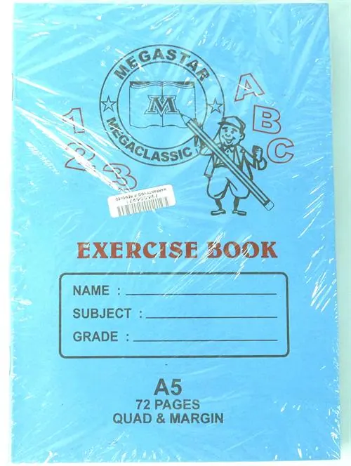 Megastar A5 Exercise Book 72page Quad and Margin
