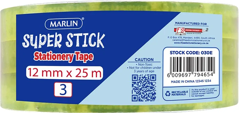 Marlin 3 Pack Super Stick Clear Tape