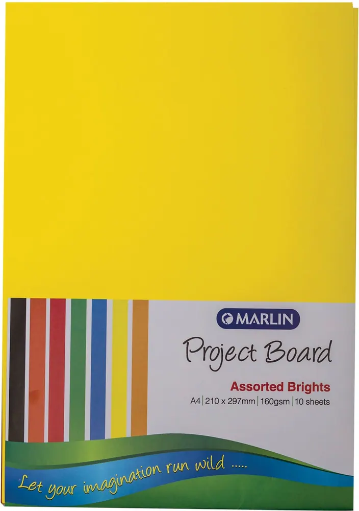 Marlin A4 160gsm 10 Sheets Project Board Assorted Brights