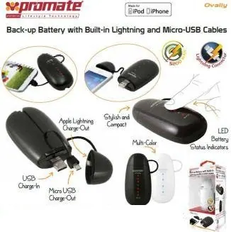 Promate Ovally White 5200mah Portable Back Up Battery
