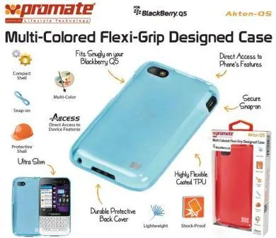 Promate Grey Akton-Q5 Blackberry Q5 flexi-grip case