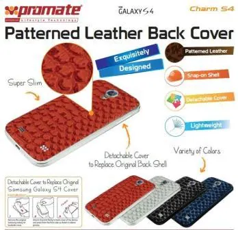 Promate Black Charm.S4 Premium Leather Back Cover