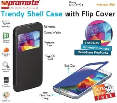 Promate Fenes S5 Bookcover with window Colour:Black