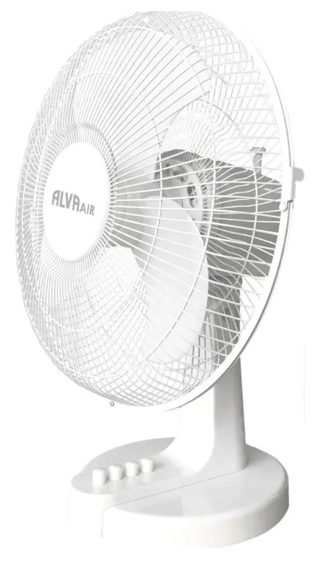 Alva Air 30cm Plastic Desk Fan White Retail Box 1 year