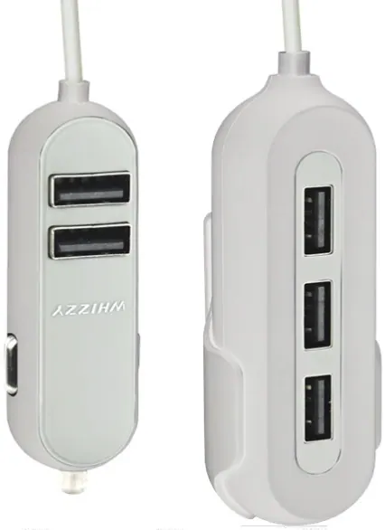 Whizzy White 5 Port USB Family Car Charger