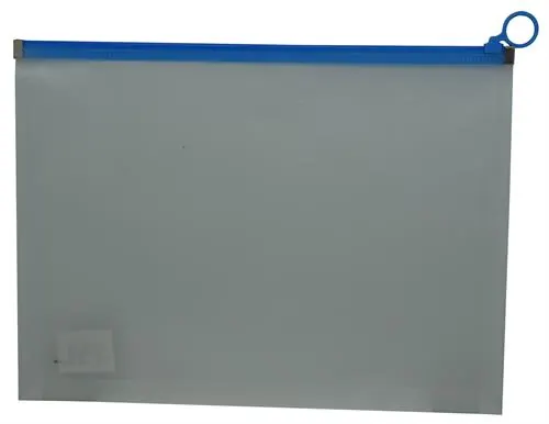 Brainware A4 Clear Carry Folder With Blue Easy Slide Zip