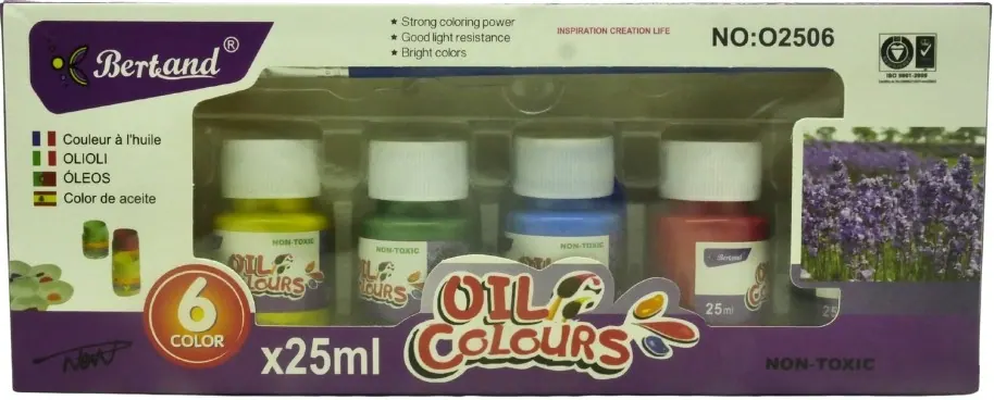 Bertand 6 x 25ml Assorted Oil Paint Colors Set
