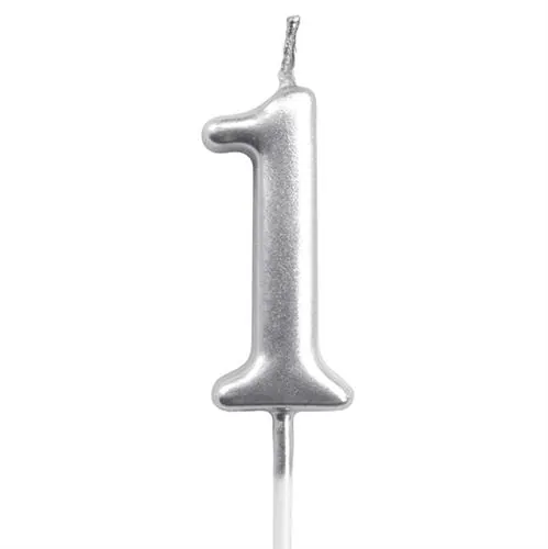 Casey 10cm Silver Numerical Birthday Candle Nr1