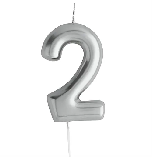 Casey 10cm Silver Numerical Birthday Candle Nr.2