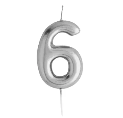 Casey 10cm Silver Numerical Birthday Candle Nr6