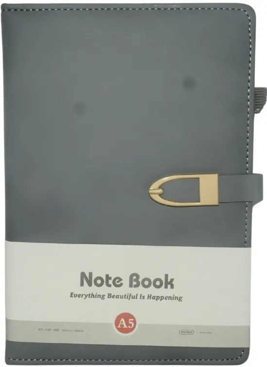 Brainware A5 Grey NoteBook With Magnetic Clip