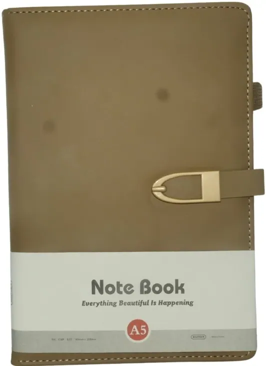 Brainware A5 Tan NoteBook With Magnetic Clip