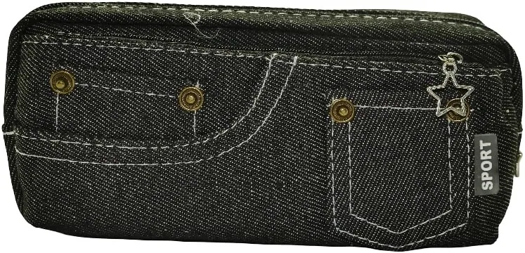 Brainware Black Denim Pencil Case