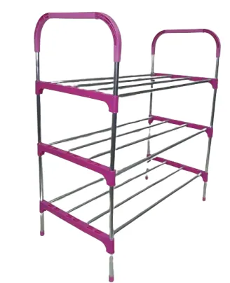 Nordic Wind Pink Cross 3 Tier 12 Shoe Steel Rack