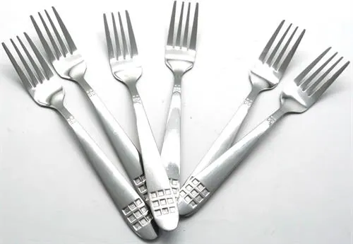 Casey Catering 6 Piece Stainless Steel Dinner Dessert Forks Square Design