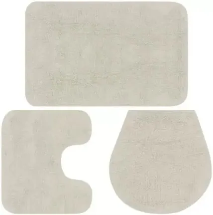Casey 3 Piece Bathroom Mat Set Cream