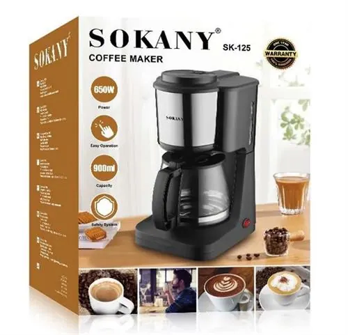 Sokany 900ml Black and Silver Coffee Maker
