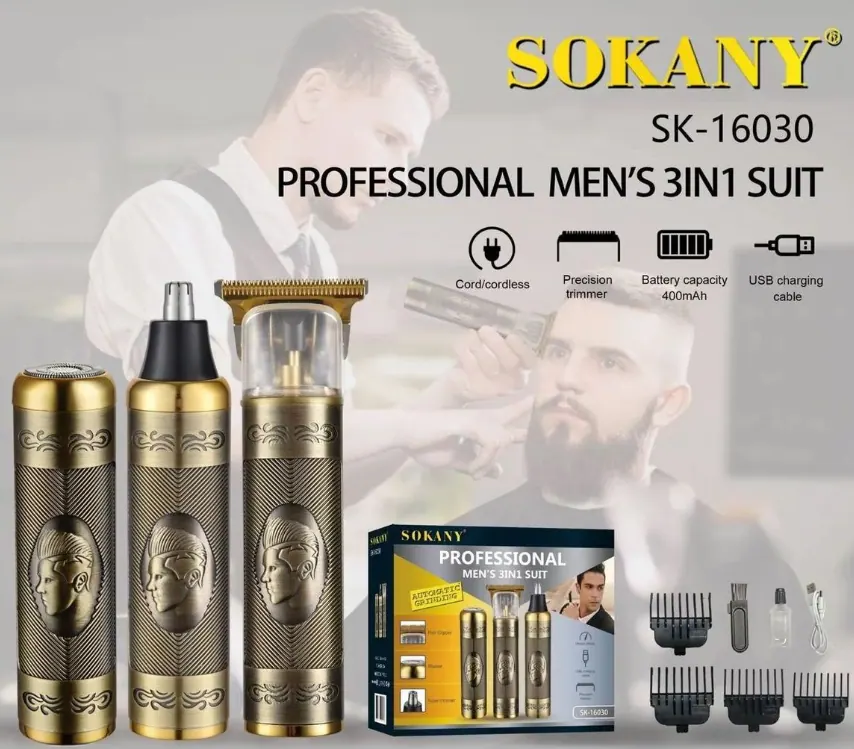Sokany Professional 3In1 Set T Blade Shaver Gold