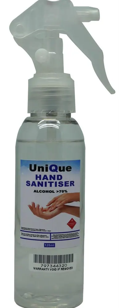 UniQue 125ml Hand Sanitiser Spray Bottle