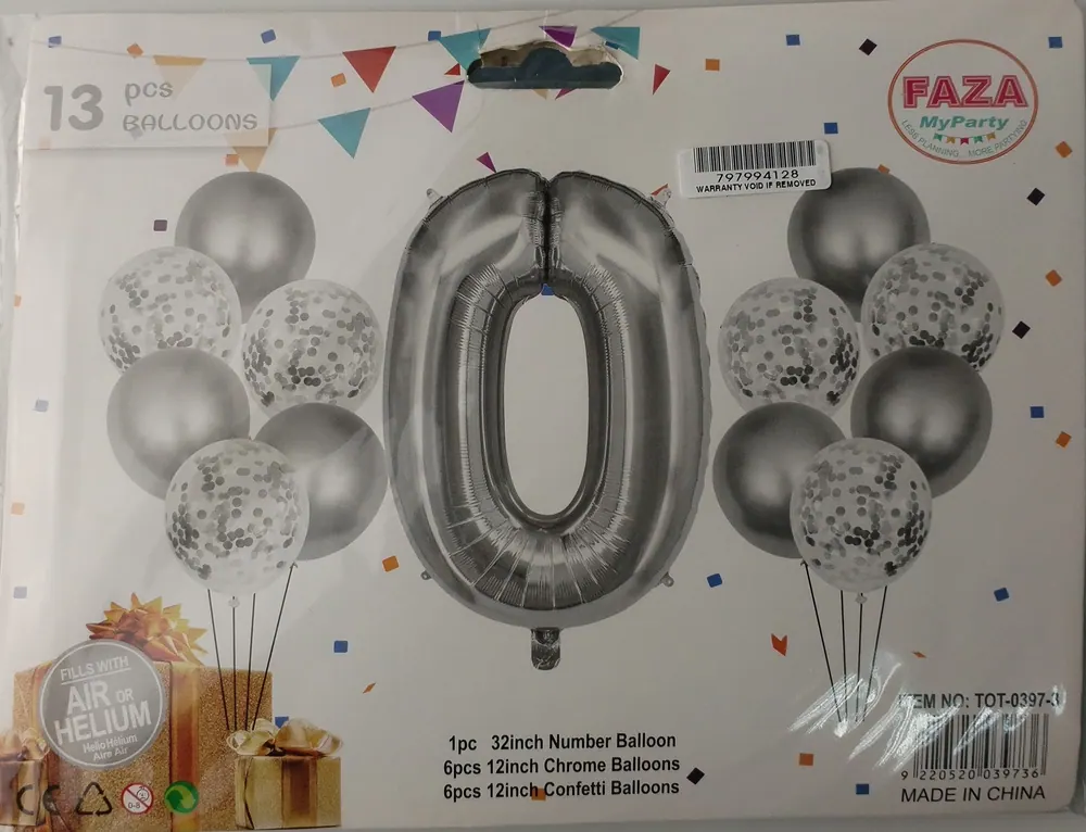 Casey 13pc Silver and White Balloon Set Nr 0