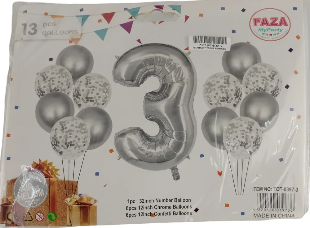Casey 13pc Silver and White Balloon Set Nr 3