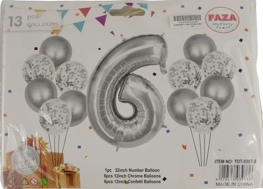 Casey 13pc Silver and White Balloon Set Nr.6