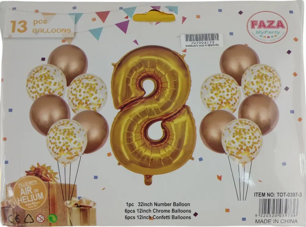 Casey 13pc Gold and White Balloon Set Nr 8