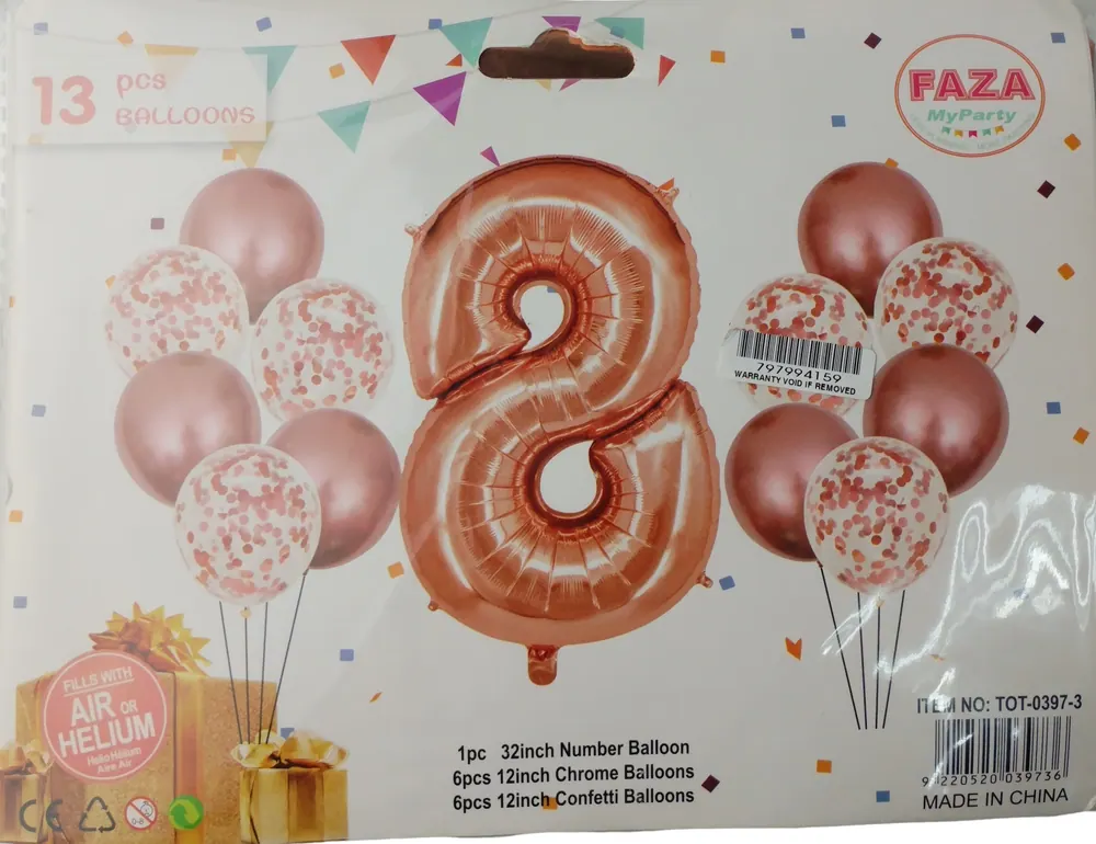 Casey 13pc Rose Gold and White Balloon Set Nr 8