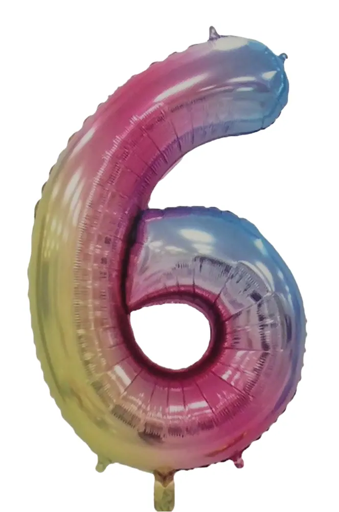 Casey 102cm Rainbow Balloon Number 6