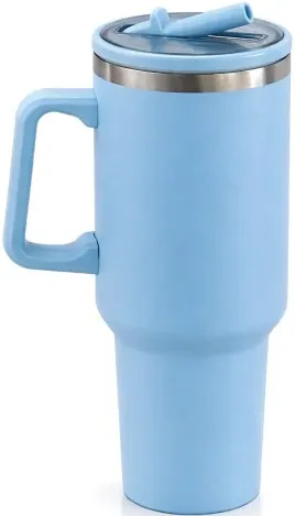 Totally 1.2 Litres Stainless Steel Vacuum Tumbler With Straw Blue