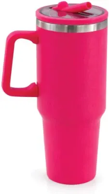 Totally 1.2 Litres Stainless Steel Vacuum Tumbler With Straw Pink