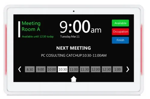 Nplay Android 6.0 10.1" AIO RK3288 A17 2GB RAM 8GB storage POE with LED colour Bar for meeting room signage and access control - White