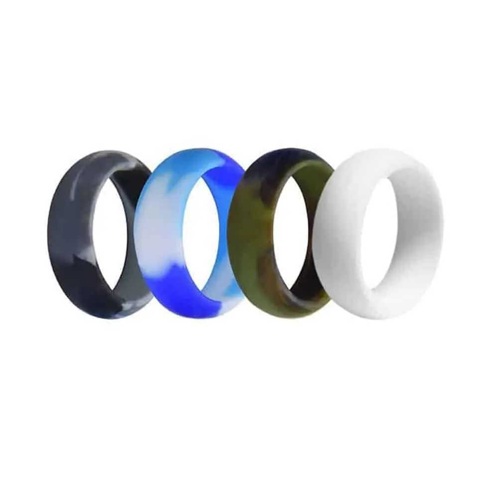 Men's Wedding Exercise Silicone Ring- 8mm- x4 Combo - Y