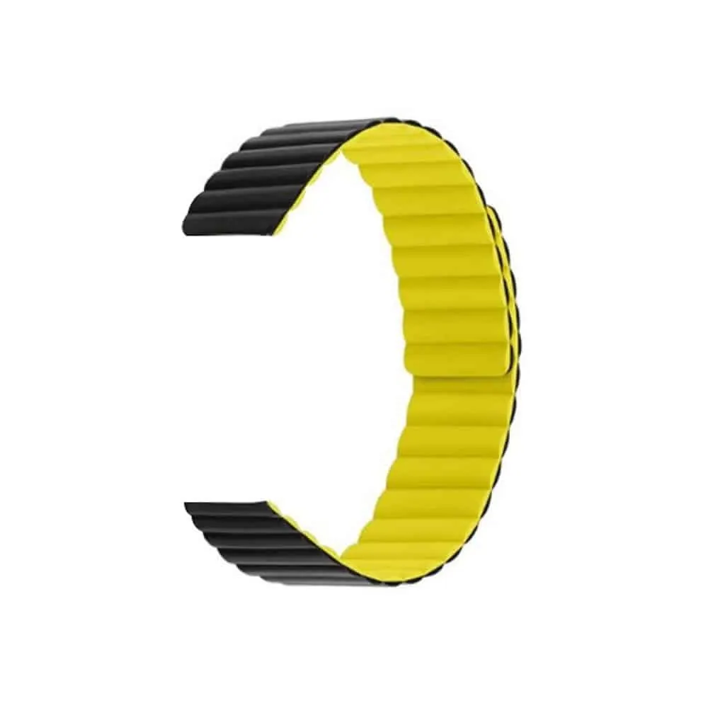 20mm Quick Release Silicone Magnetic Strap - Black & Yellow