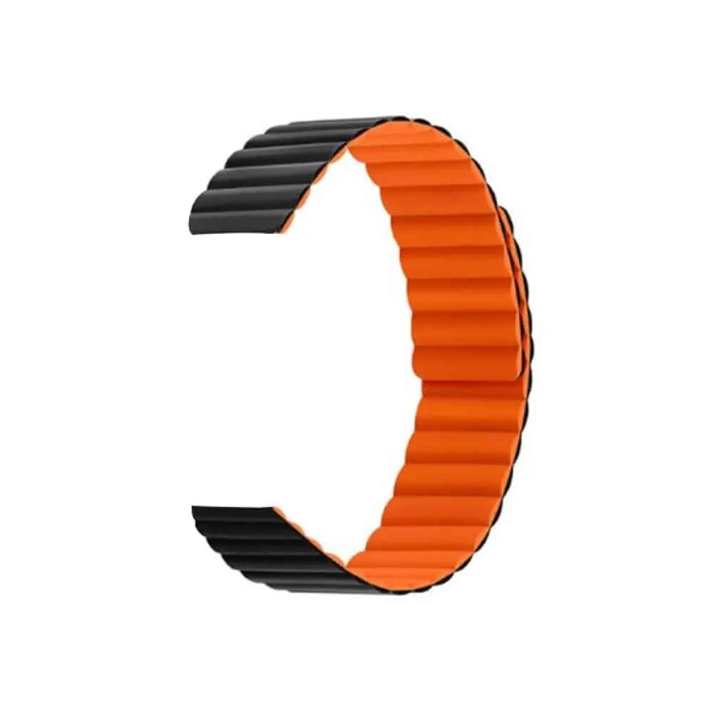 20mm Quick Release Silicone Magnetic Strap - Orange & Black