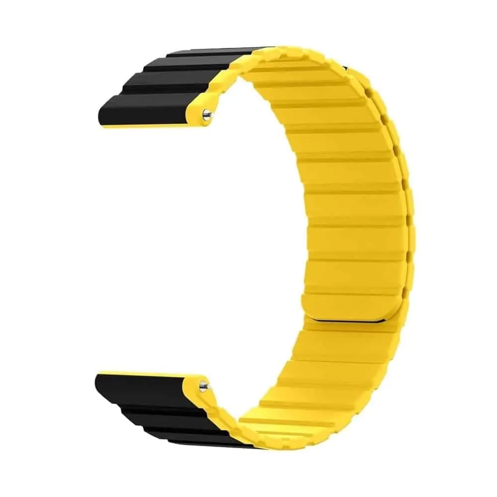 22mm Quick Release Silicone Magnetic Strap - Black & Yellow