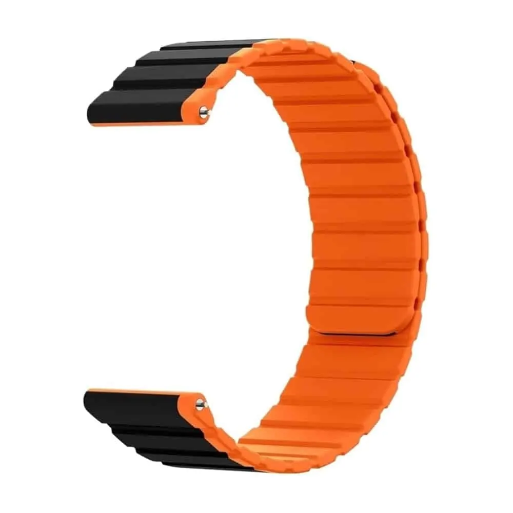 22mm Quick Release Silicone Magnetic Strap - Orange & Black