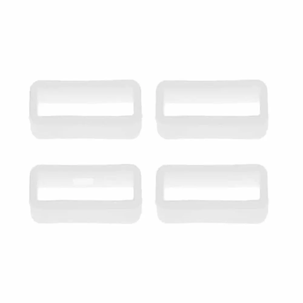 26mm PinFit Silicone Strap Loop Keepers (x4)- Black - White, 1 Pack
