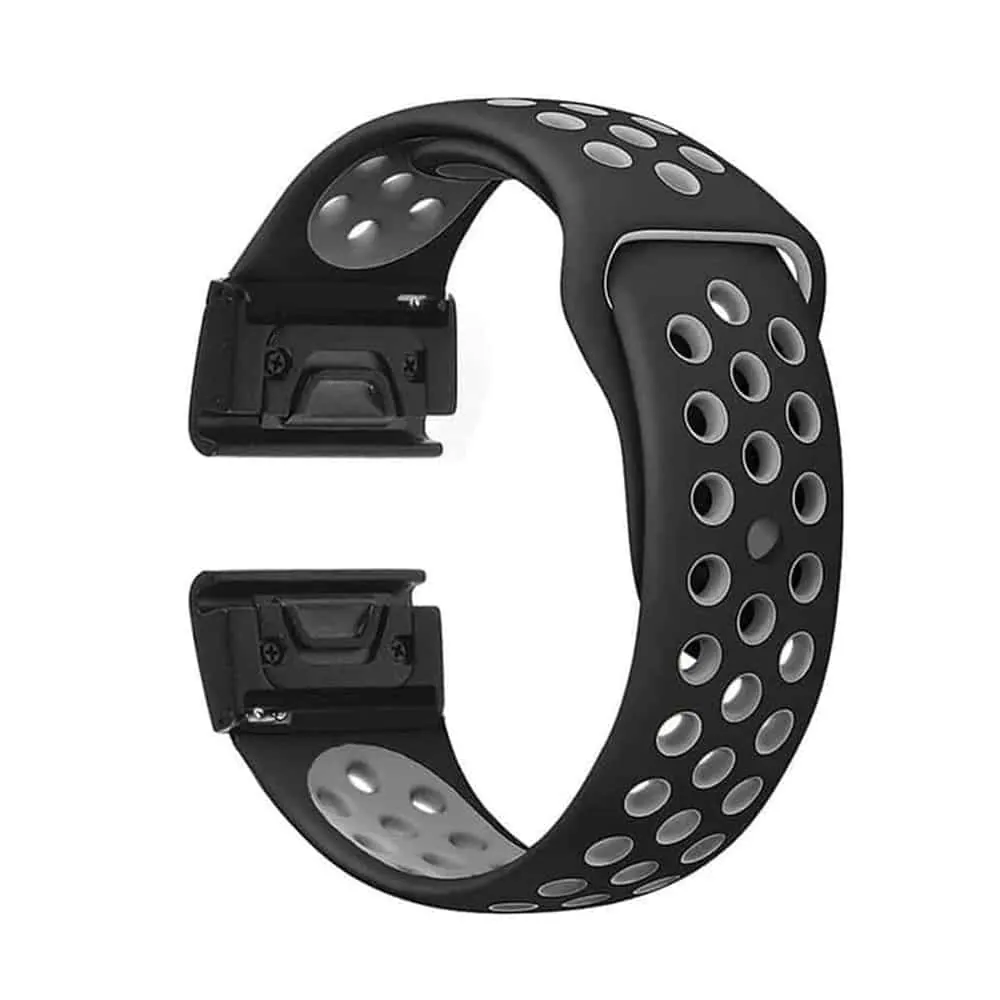 26mm EasyFit Ventilated Silicone Strap for Garmin - Black & Grey