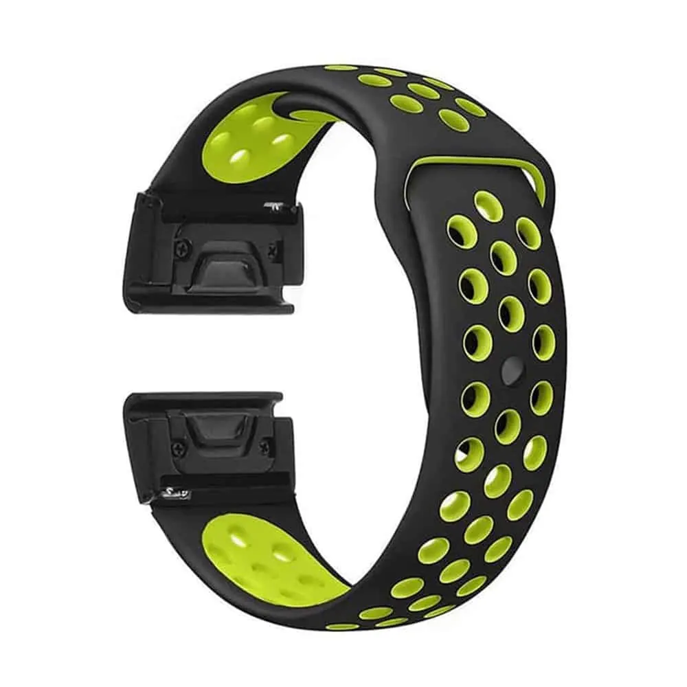 26mm EasyFit Ventilated Silicone Strap for Garmin - Black & Yellow