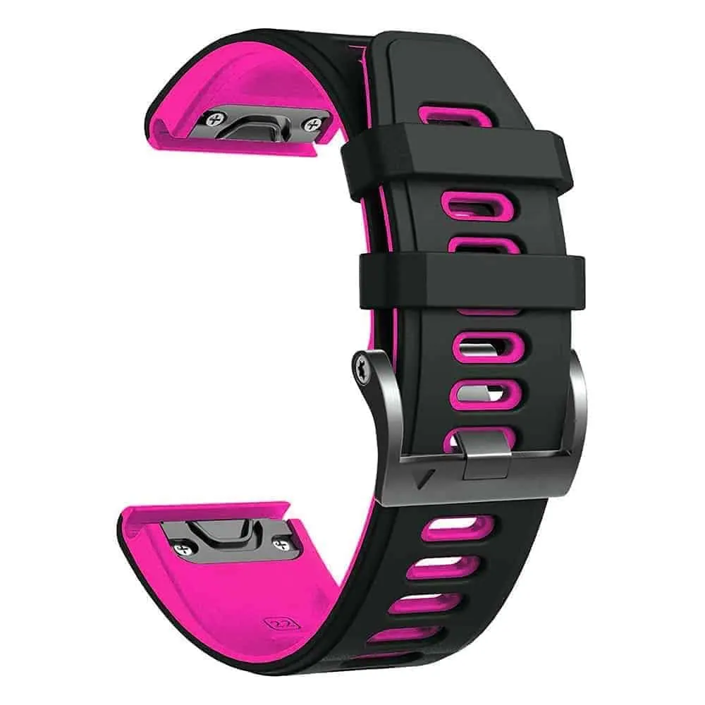 26mm EasyFit Silicone Strap for Garmin - Black & Pink
