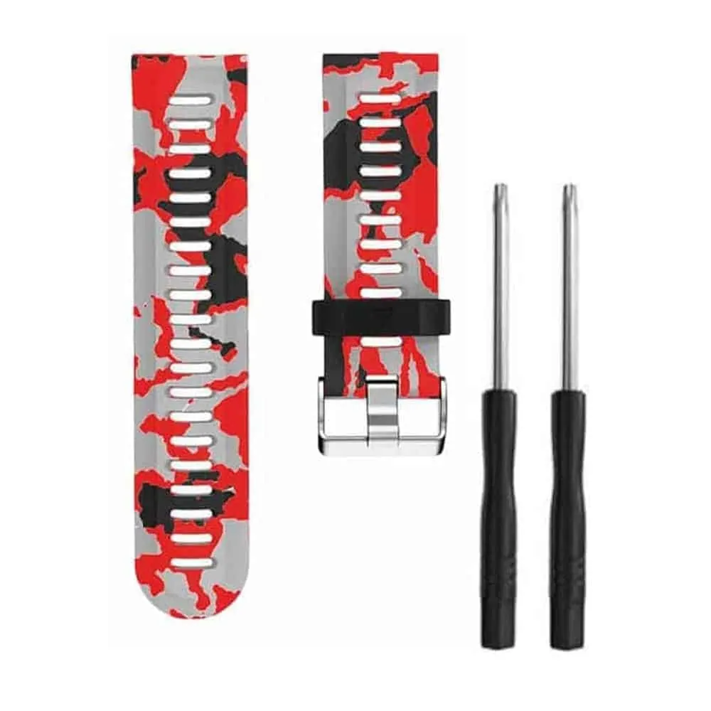 26mm EasyFit Silicone Strap for Garmin - Camo Red
