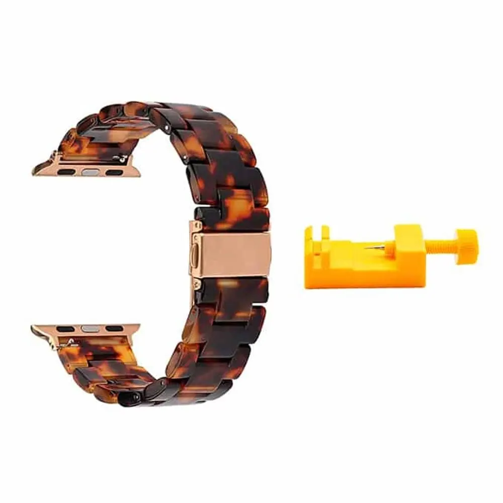 Resin Strap Compatible with iWatch & Tool - Tortoise Shell - L