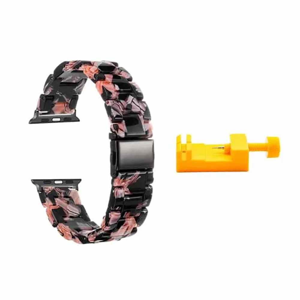 Resin Strap Compatible with iWatch & Tool - Rose in Black - L