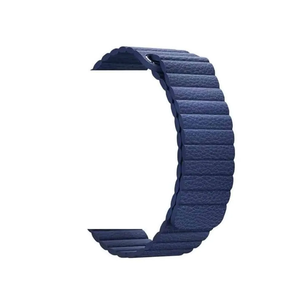 PU Vegan Leather Magnetic Strap for 42/44/45/49mm Apple Watch- Blue