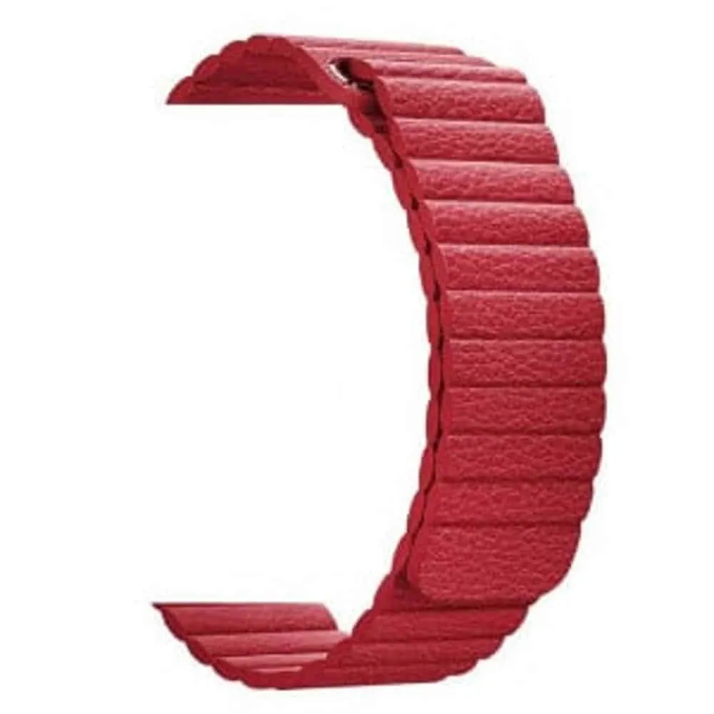 PU Vegan Leather Magnetic Strap for 42/44/45/49mm Apple Watch- Red