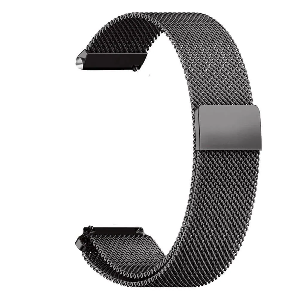 20mm Quick Release Stainless Steel Milanese Loop Strap - Black, M/L