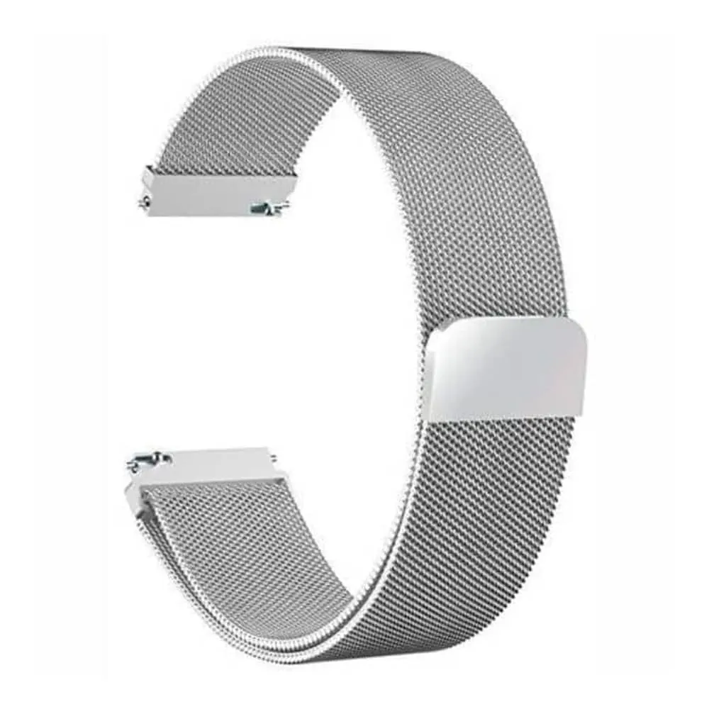 20mm Quick Release Stainless Steel Milanese Loop Strap - Silver, M/L