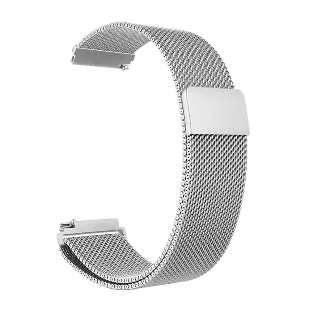 22mm Quick Release Stainless Steel Milanese Loop Strap - Silver, M/L
