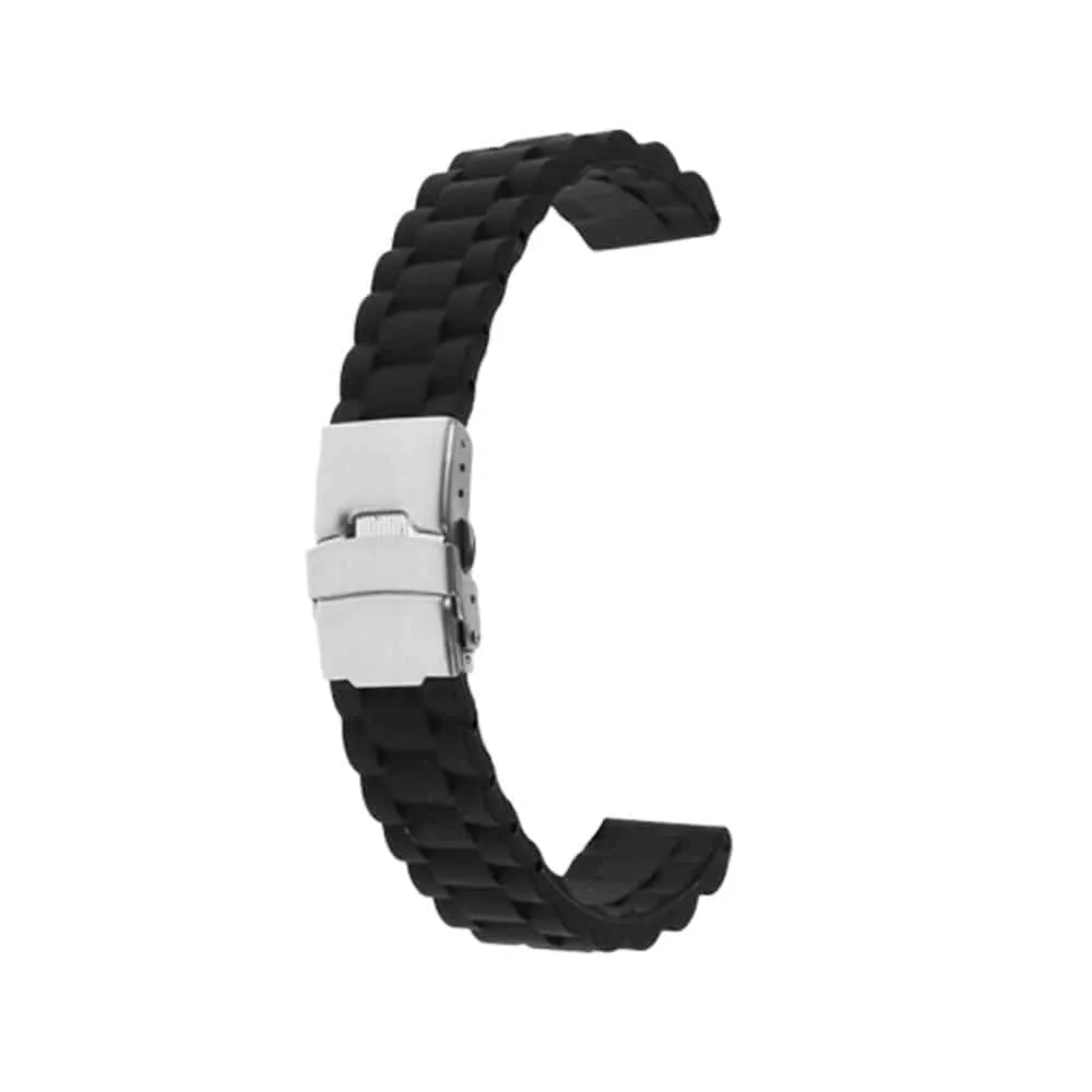 20mm PinFit Silicone Strap - Black, S-M